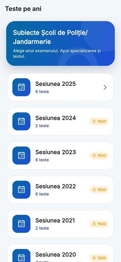 Subiectele școlilor de agenți, sesiune cu sesiune, din 2017 încoace